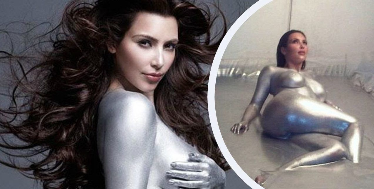 Kim in silver body paint